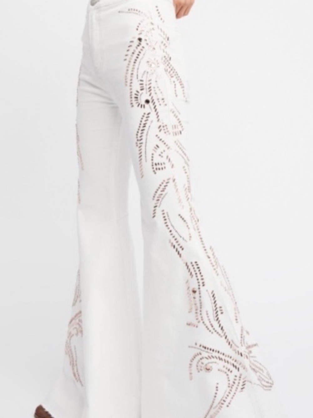 FREE PEOPLE We the Free RARE bejeweled white flare jeans